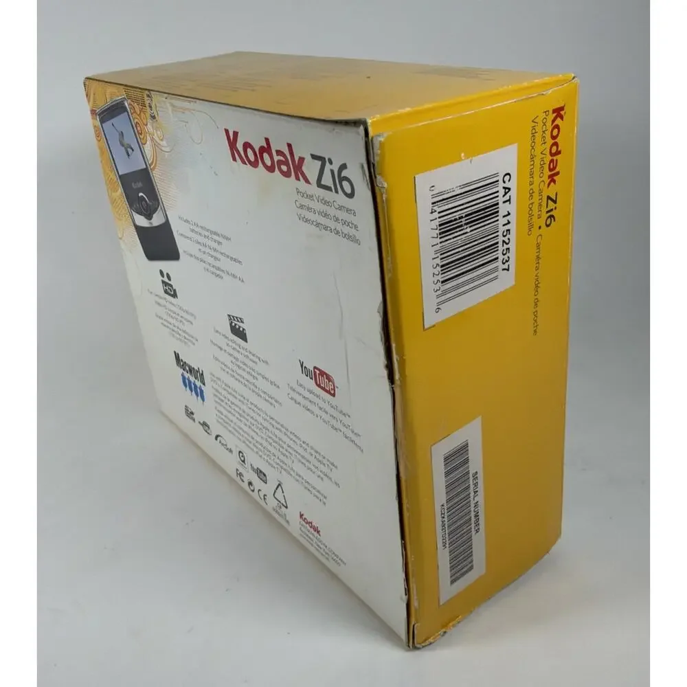 Kodak Zi6 Pocket Video Camera Black 720p HD - New Open Box